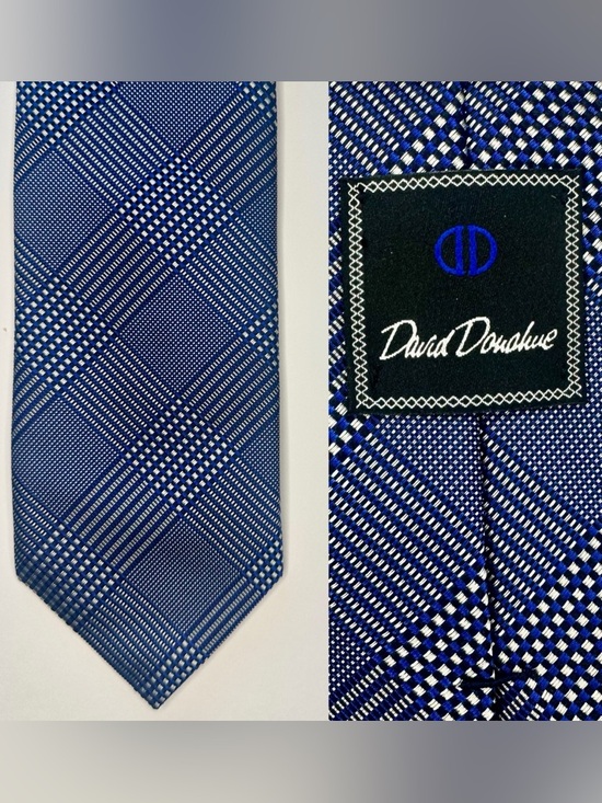 David Donahue Other - Untipped DAVID DONAHUE Navy and Royal Blue Plaid Silk Classic Tie, 3.25”